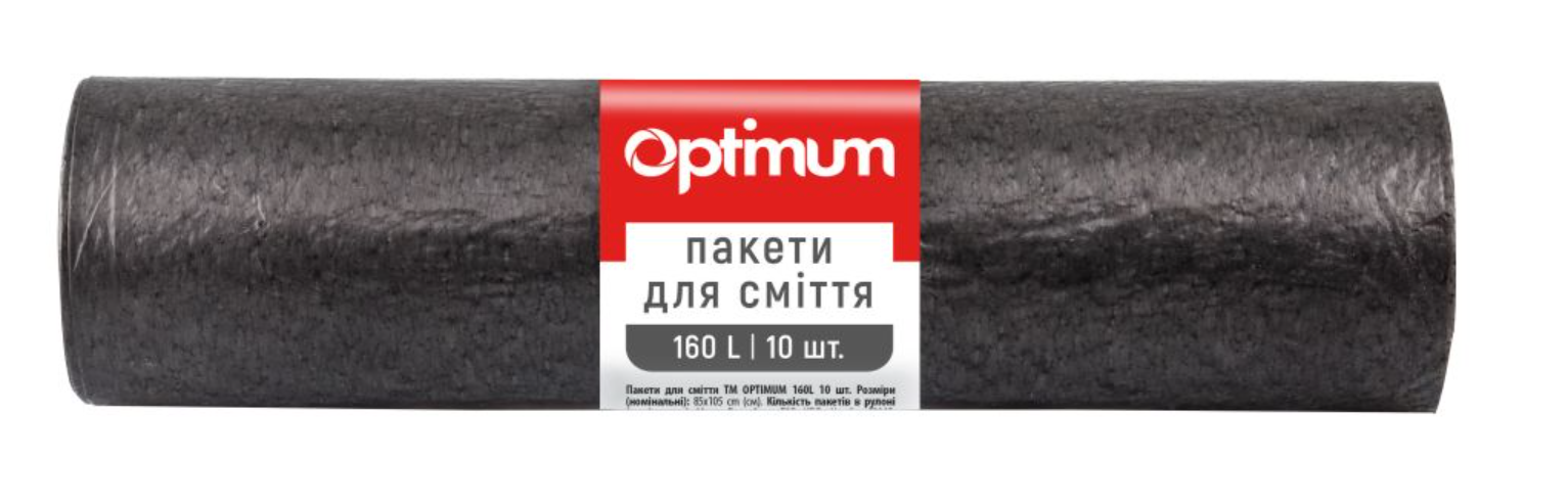 Пакет для смiття п/е 85*105 чорний LD 160л/10 шт OPTIMUM